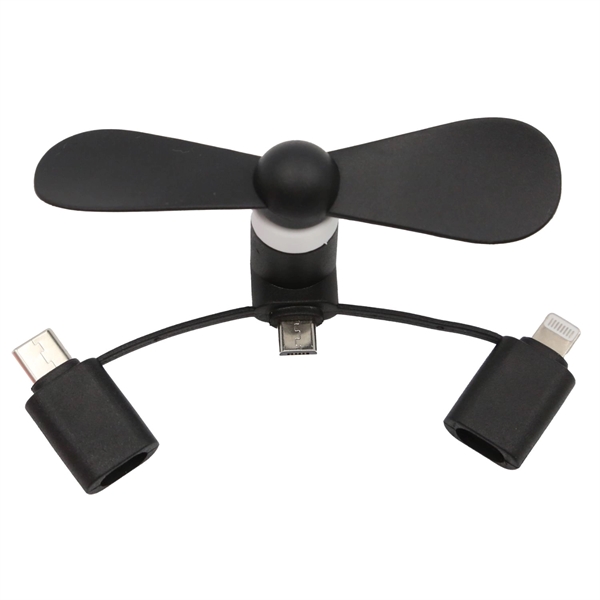 USB Mini fan with 3 in one connector with Type C - USB Mini fan with 3 in one connector with Type C - Image 6 of 9