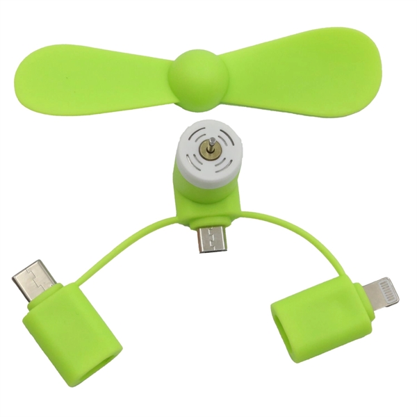 USB Mini fan with 3 in one connector with Type C - USB Mini fan with 3 in one connector with Type C - Image 8 of 9