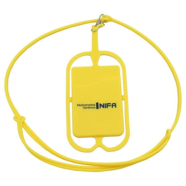 Silicone Phone Wallet w/ Lanyard adhesive card holder - Silicone Phone Wallet w/ Lanyard adhesive card holder - Image 6 of 6