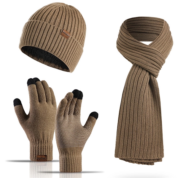 Winter Beanie Hat + Scarf + Touch Screen Gloves Set - Winter Beanie Hat + Scarf + Touch Screen Gloves Set - Image 1 of 7
