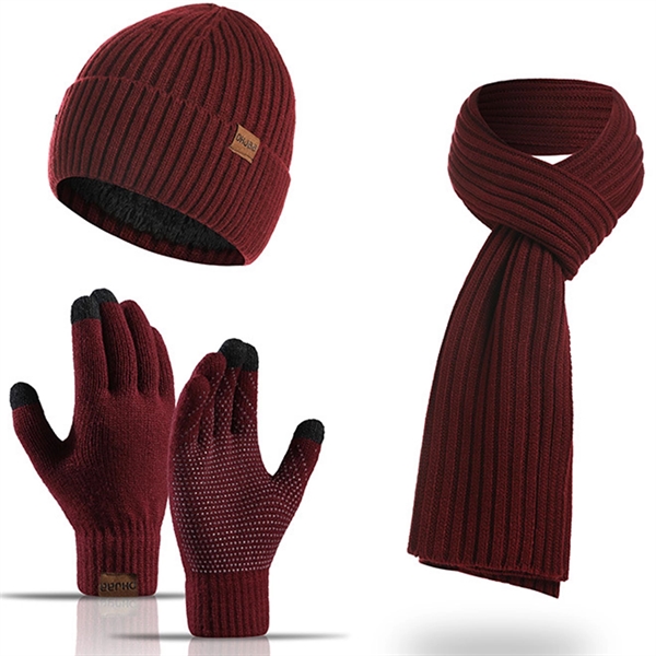 Winter Beanie Hat + Scarf + Touch Screen Gloves Set - Winter Beanie Hat + Scarf + Touch Screen Gloves Set - Image 2 of 7
