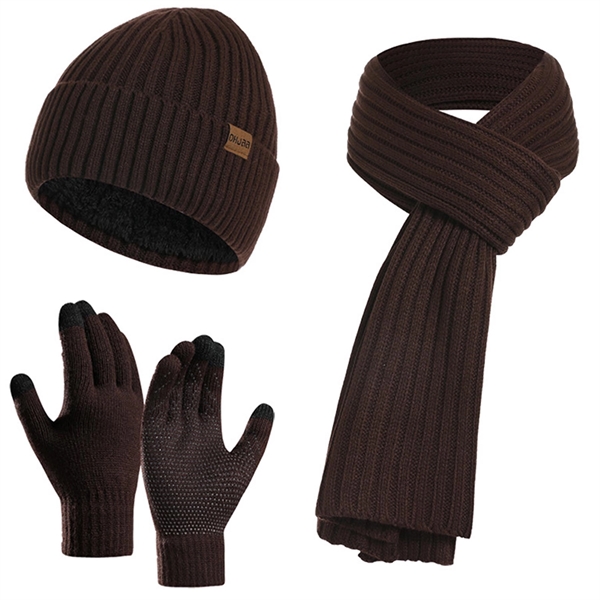 Winter Beanie Hat + Scarf + Touch Screen Gloves Set - Winter Beanie Hat + Scarf + Touch Screen Gloves Set - Image 5 of 7