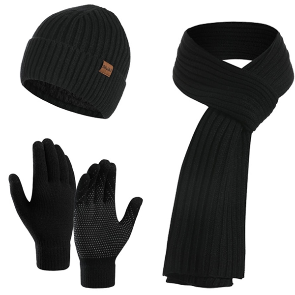 Winter Beanie Hat + Scarf + Touch Screen Gloves Set - Winter Beanie Hat + Scarf + Touch Screen Gloves Set - Image 6 of 7