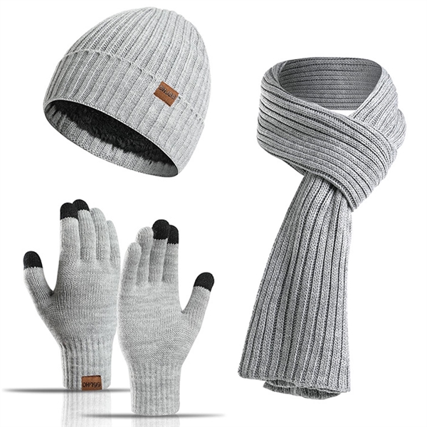 Winter Beanie Hat + Scarf + Touch Screen Gloves Set - Winter Beanie Hat + Scarf + Touch Screen Gloves Set - Image 7 of 7