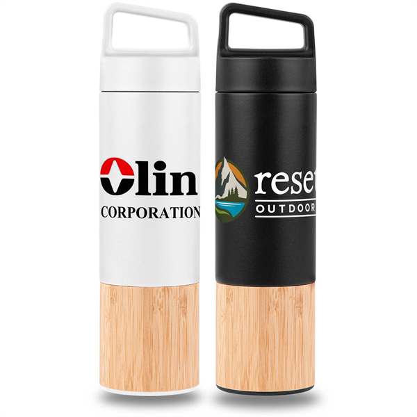 20oz. Bamboo-Wrapped Insulated Water Bottle with Handle & Po - 20oz. Bamboo-Wrapped Insulated Water Bottle with Handle & Po - Image 0 of 2