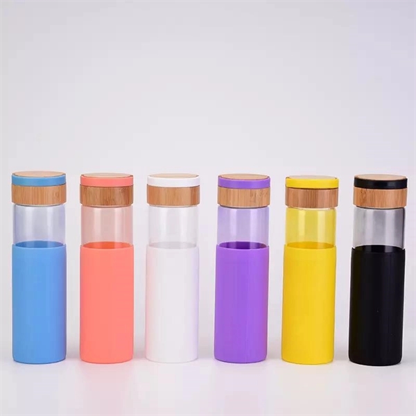 17oz Glass Water Bottle With Silicone Sleeve - 17oz Glass Water Bottle With Silicone Sleeve - Image 2 of 2