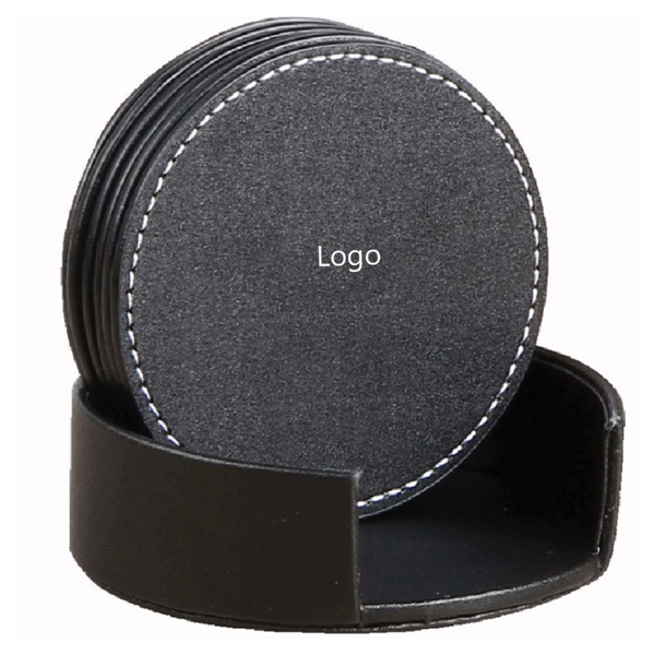 6 Pieces Leather Drink Coaster Set - 6 Pieces Leather Drink Coaster Set - Image 0 of 4