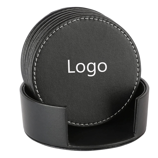6 Pieces Leather Drink Coaster Set - 6 Pieces Leather Drink Coaster Set - Image 1 of 4