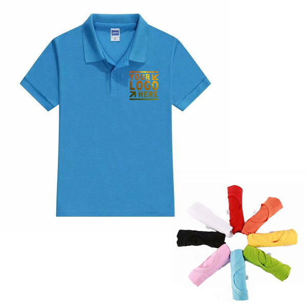 Kid Size Short Sleeve Poly-cotton Blend Pique Polo T-Shirt - Kid Size Short Sleeve Poly-cotton Blend Pique Polo T-Shirt - Image 0 of 3