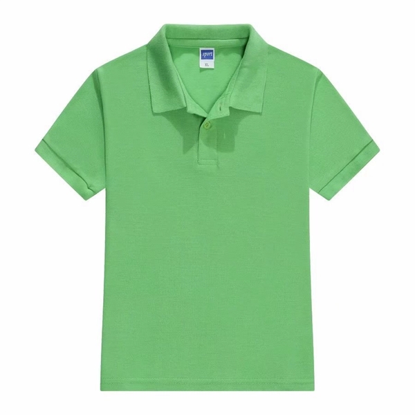 Kid Size Short Sleeve Poly-cotton Blend Pique Polo T-Shirt - Kid Size Short Sleeve Poly-cotton Blend Pique Polo T-Shirt - Image 2 of 3