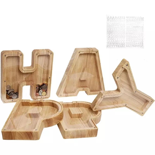 26 Alphabet Wooden Piggy Bank - 26 Alphabet Wooden Piggy Bank - Image 0 of 3