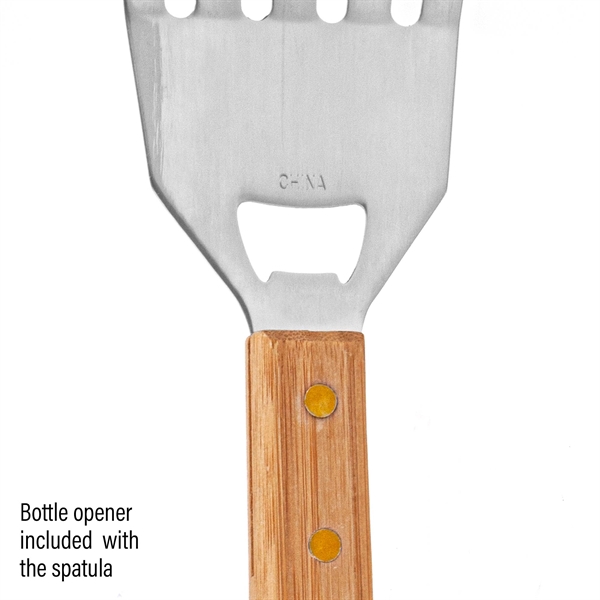 3-Piece BBQ Grill Utensil Set with Bamboo Case - 3-Piece BBQ Grill Utensil Set with Bamboo Case - Image 1 of 7