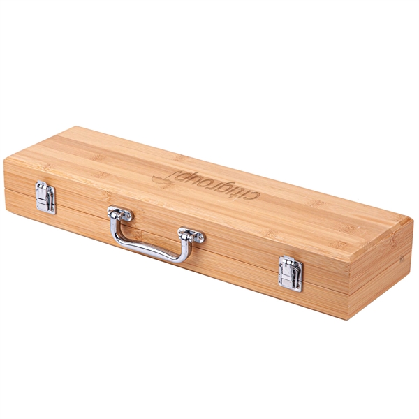 3-Piece BBQ Grill Utensil Set with Bamboo Case - 3-Piece BBQ Grill Utensil Set with Bamboo Case - Image 5 of 7