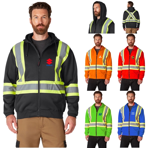 HIGH VISIBLE  SAFETY SWEATSHIRT HOODIE WITH ZIPPER - HIGH VISIBLE  SAFETY SWEATSHIRT HOODIE WITH ZIPPER - Image 0 of 21