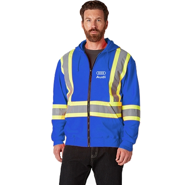 HIGH VISIBLE  SAFETY SWEATSHIRT HOODIE WITH ZIPPER - HIGH VISIBLE  SAFETY SWEATSHIRT HOODIE WITH ZIPPER - Image 3 of 21