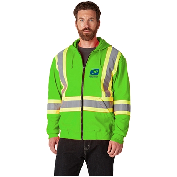 HIGH VISIBLE  SAFETY SWEATSHIRT HOODIE WITH ZIPPER - HIGH VISIBLE  SAFETY SWEATSHIRT HOODIE WITH ZIPPER - Image 4 of 21