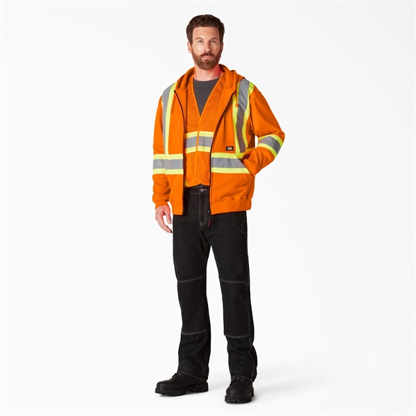 HIGH VISIBLE  SAFETY SWEATSHIRT HOODIE WITH ZIPPER - HIGH VISIBLE  SAFETY SWEATSHIRT HOODIE WITH ZIPPER - Image 12 of 21