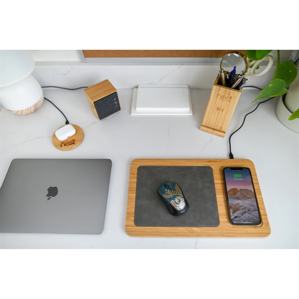 Auden Bamboo Wireless Charging Mouse Pad - Auden Bamboo Wireless Charging Mouse Pad - Image 3 of 5
