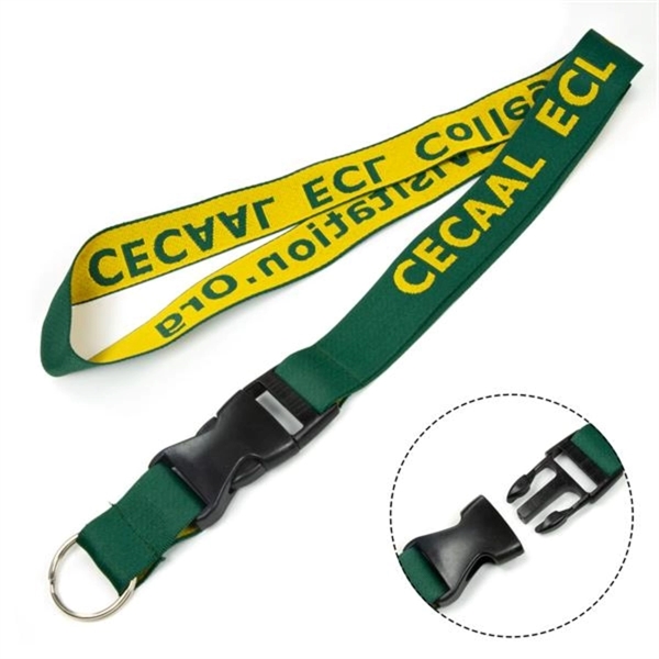 Recycled PET Eco-friendly Woven Lanyard w/ Buckle Release - Recycled PET Eco-friendly Woven Lanyard w/ Buckle Release - Image 1 of 2