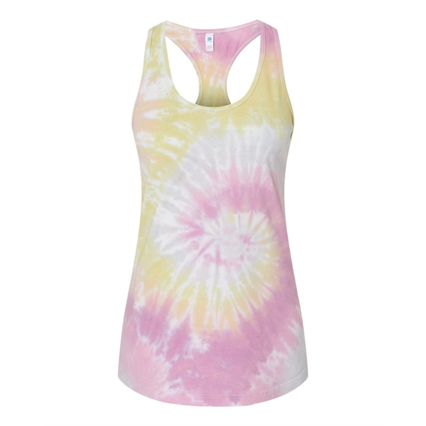 Colortone Women's Tie-Dyed Racerback Tank Top - Colortone Women's Tie-Dyed Racerback Tank Top - Image 3 of 12