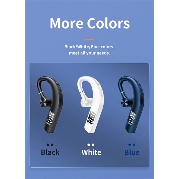 Unilateral ear-hanging BT headphone w/ Digital display - Unilateral ear-hanging BT headphone w/ Digital display - Image 1 of 7