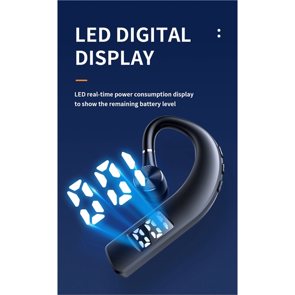 Unilateral ear-hanging BT headphone w/ Digital display - Unilateral ear-hanging BT headphone w/ Digital display - Image 2 of 7