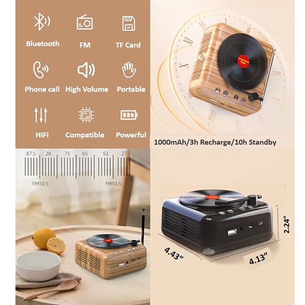 Old Fashioned Record Player Style Bluetooth Speaker - Old Fashioned Record Player Style Bluetooth Speaker - Image 2 of 2