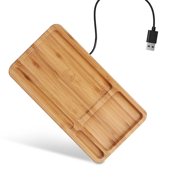 Bamboo Wireless Charger Pad With Phone Holder - Bamboo Wireless Charger Pad With Phone Holder - Image 1 of 2