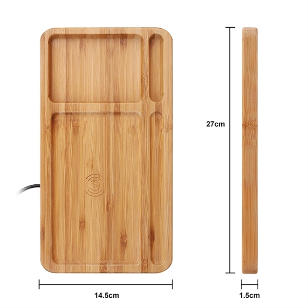 Bamboo Wireless Charger Pad With Phone Holder - Bamboo Wireless Charger Pad With Phone Holder - Image 2 of 2