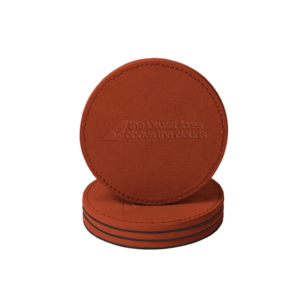 Real Leather Coaster Set - Real Leather Coaster Set - Image 1 of 4
