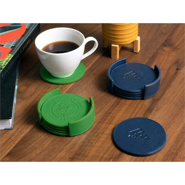 Real Leather Coaster Set - Real Leather Coaster Set - Image 3 of 4