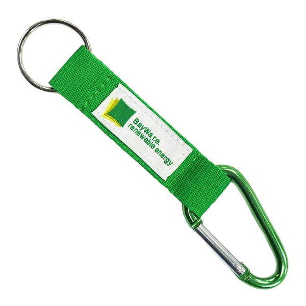 3/4" Pocket Carabiner Woven Tag Lanyards w/ Keyring - 3/4" Pocket Carabiner Woven Tag Lanyards w/ Keyring - Image 0 of 2