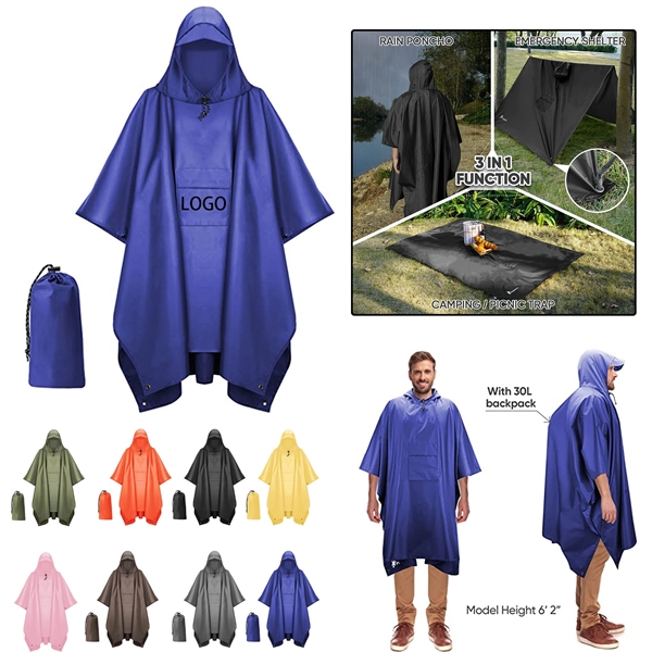 Waterproof Lightweight Unisex Raincoat with Pocket - Waterproof Lightweight Unisex Raincoat with Pocket - Image 0 of 8