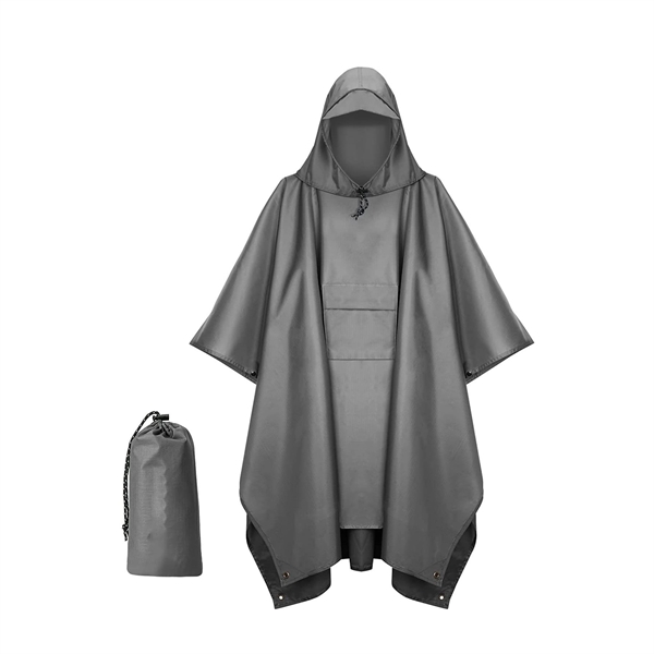 Waterproof Lightweight Unisex Raincoat with Pocket - Waterproof Lightweight Unisex Raincoat with Pocket - Image 6 of 8