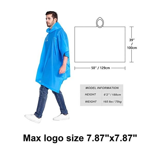 Adults Reusable Rain Ponchos with Drawstring Hood - Adults Reusable Rain Ponchos with Drawstring Hood - Image 1 of 1