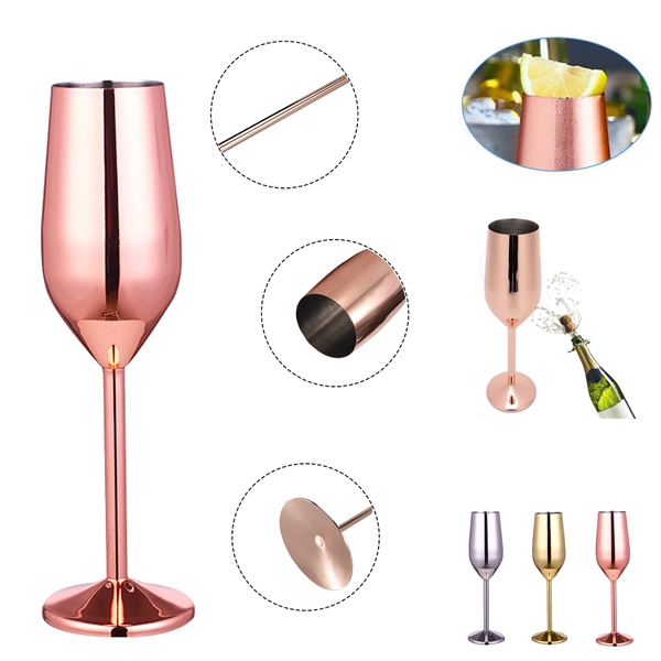 7.5 OZ Stainless Steel Wine Goblet Champagne Glass - 7.5 OZ Stainless Steel Wine Goblet Champagne Glass - Image 0 of 4