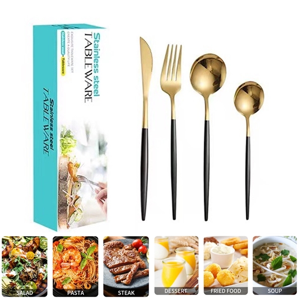 24 Pieces Multicolor Stainless Steel Cutlery Set - 24 Pieces Multicolor Stainless Steel Cutlery Set - Image 5 of 8