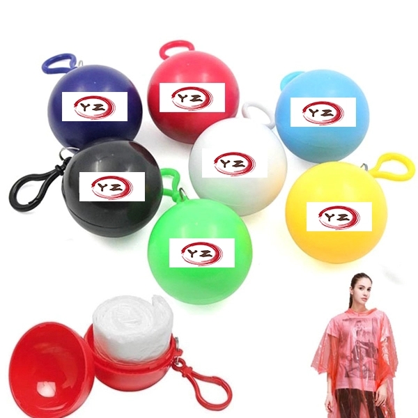 Disposable Raincoat Poncho Ball with KeyChain - Disposable Raincoat Poncho Ball with KeyChain - Image 0 of 1