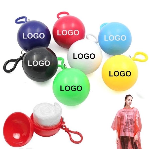 Disposable Raincoat Poncho Ball with KeyChain - Disposable Raincoat Poncho Ball with KeyChain - Image 1 of 1