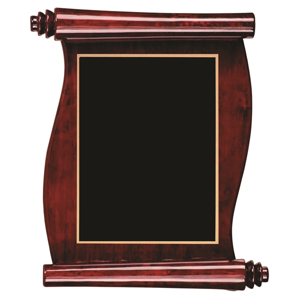 Rosewood Finish Scroll Plaque with Black and Gold Plate - Rosewood Finish Scroll Plaque with Black and Gold Plate - Image 3 of 3