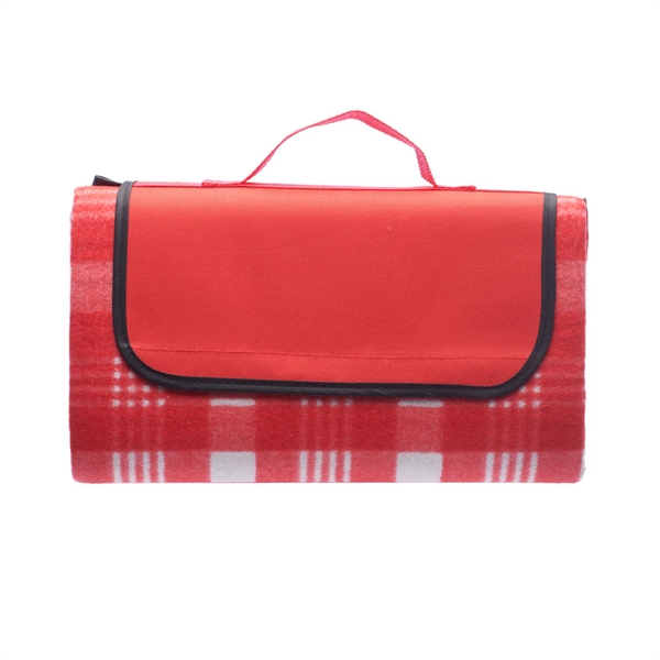 Roll Up Picnic Blanket w/ Custom Logo Checkered Design - Roll Up Picnic Blanket w/ Custom Logo Checkered Design - Image 3 of 3