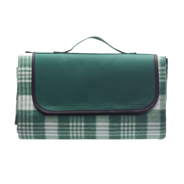 Roll Up Picnic Blanket w/ Custom Logo Checkered Design - Roll Up Picnic Blanket w/ Custom Logo Checkered Design - Image 1 of 3
