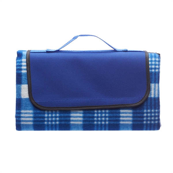 Roll Up Picnic Blanket w/ Custom Logo Checkered Design - Roll Up Picnic Blanket w/ Custom Logo Checkered Design - Image 2 of 3