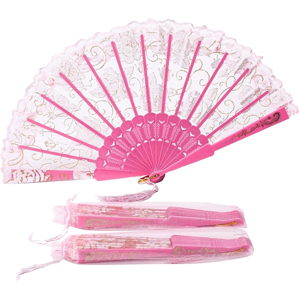 Lace Folding Hand Fan For Wedding Decoration Dancing Party - Lace Folding Hand Fan For Wedding Decoration Dancing Party - Image 1 of 5