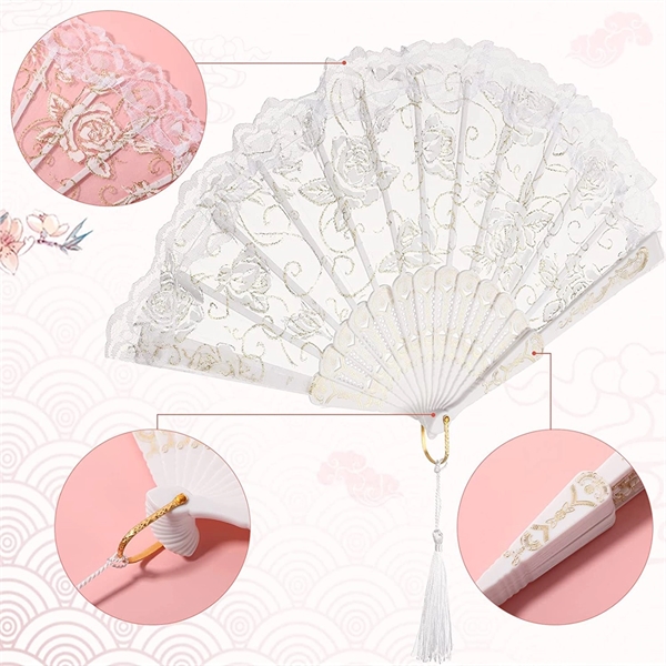 Lace Folding Hand Fan For Wedding Decoration Dancing Party - Lace Folding Hand Fan For Wedding Decoration Dancing Party - Image 4 of 5