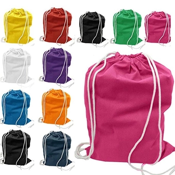 Lightweight Cotton Drawstring Backpacks - Lightweight Cotton Drawstring Backpacks - Image 1 of 1