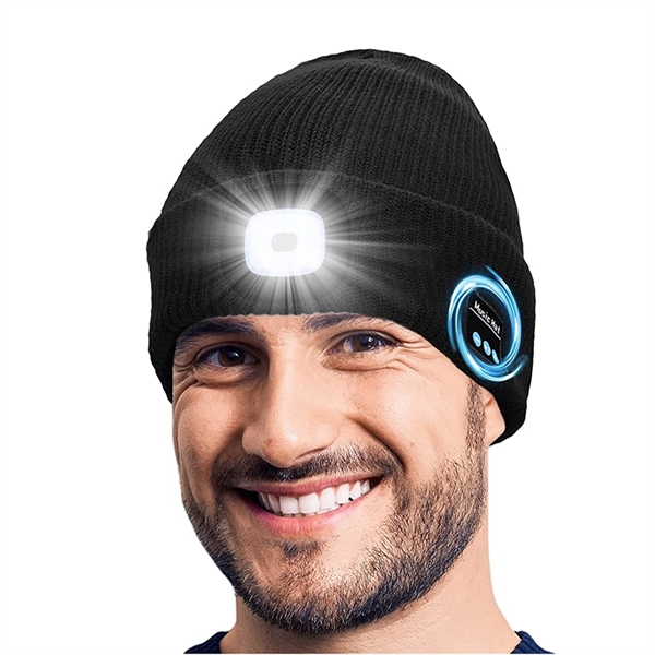 Wireless Musical Knitted Cap With Headlight - Wireless Musical Knitted Cap With Headlight - Image 0 of 4