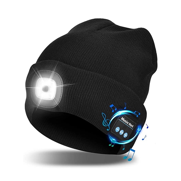 Wireless Musical Knitted Cap With Headlight - Wireless Musical Knitted Cap With Headlight - Image 1 of 4