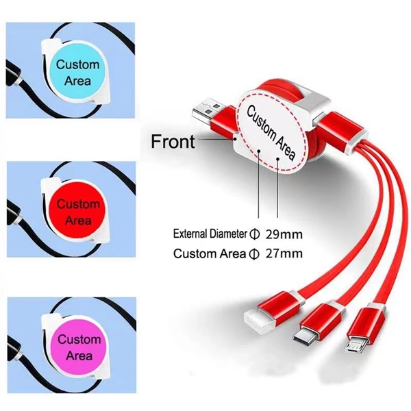 3 In 1 Retractable Multi Charging Cable - 3 In 1 Retractable Multi Charging Cable - Image 2 of 2