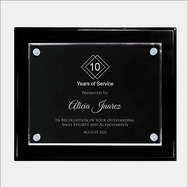 Blackwood Piano Finish Wall Plaque w/ Floating Glasss- Small